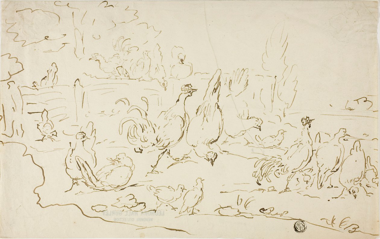 Galline e galli in cortile da Gillis Claesz. de Hondecoeter