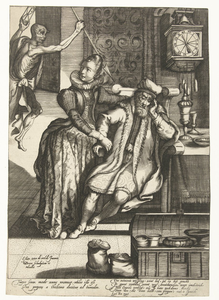 Giovane donna con vecchio uomo minacciata dalla Morte da Gillis van Breen