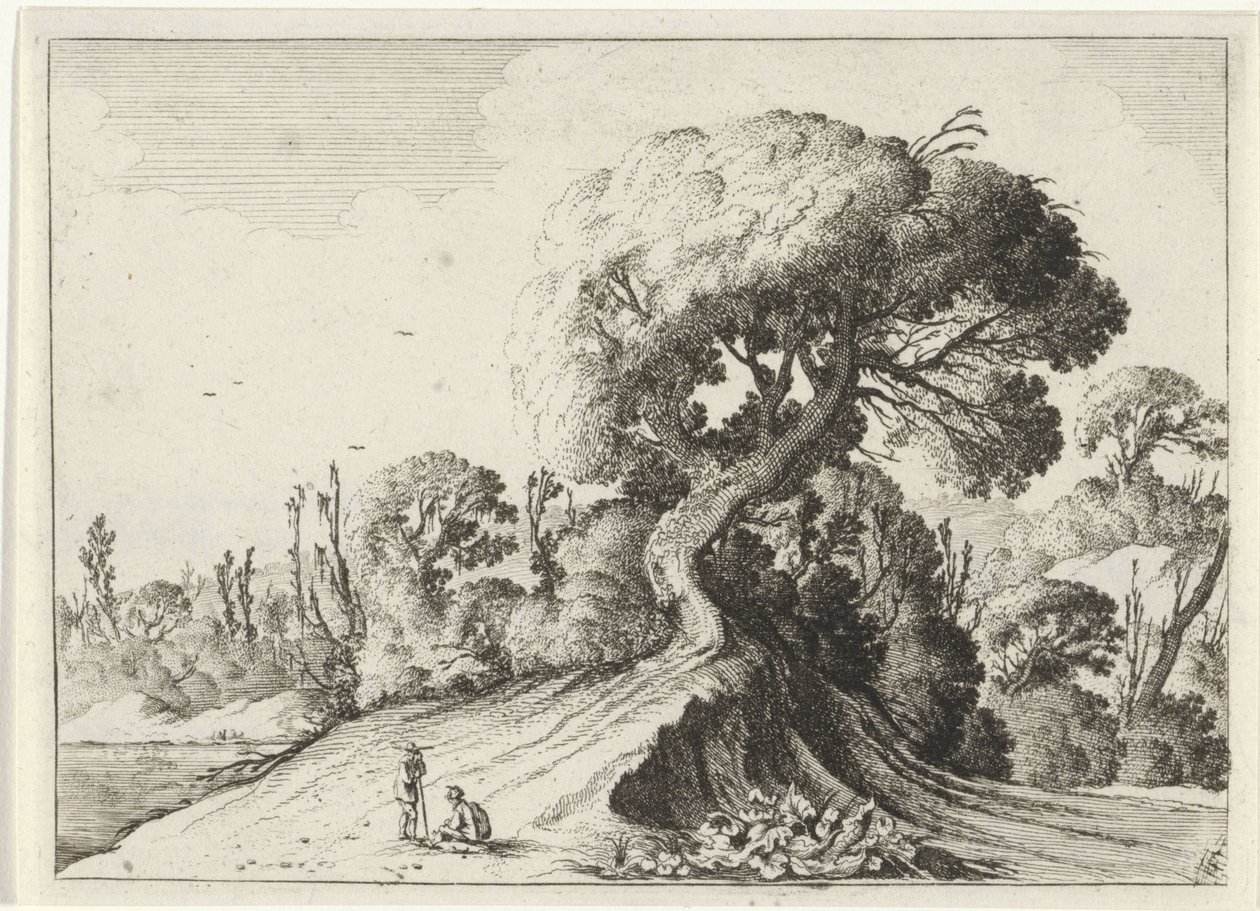Due uomini davanti a un grande albero da Gillis van Scheyndel (I)
