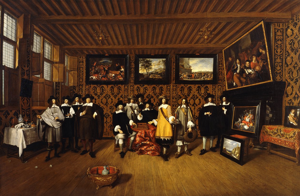 Ritratto di Gruppo di Dodici Gentiluomini in un Interno da Gillis van Tilborgh