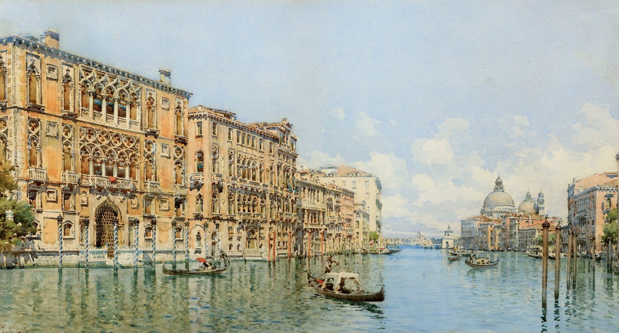 Veduta del Canal Grande con Palazzo Cavalli-Franchetti e Santa Maria della Salute da Gino de Colle