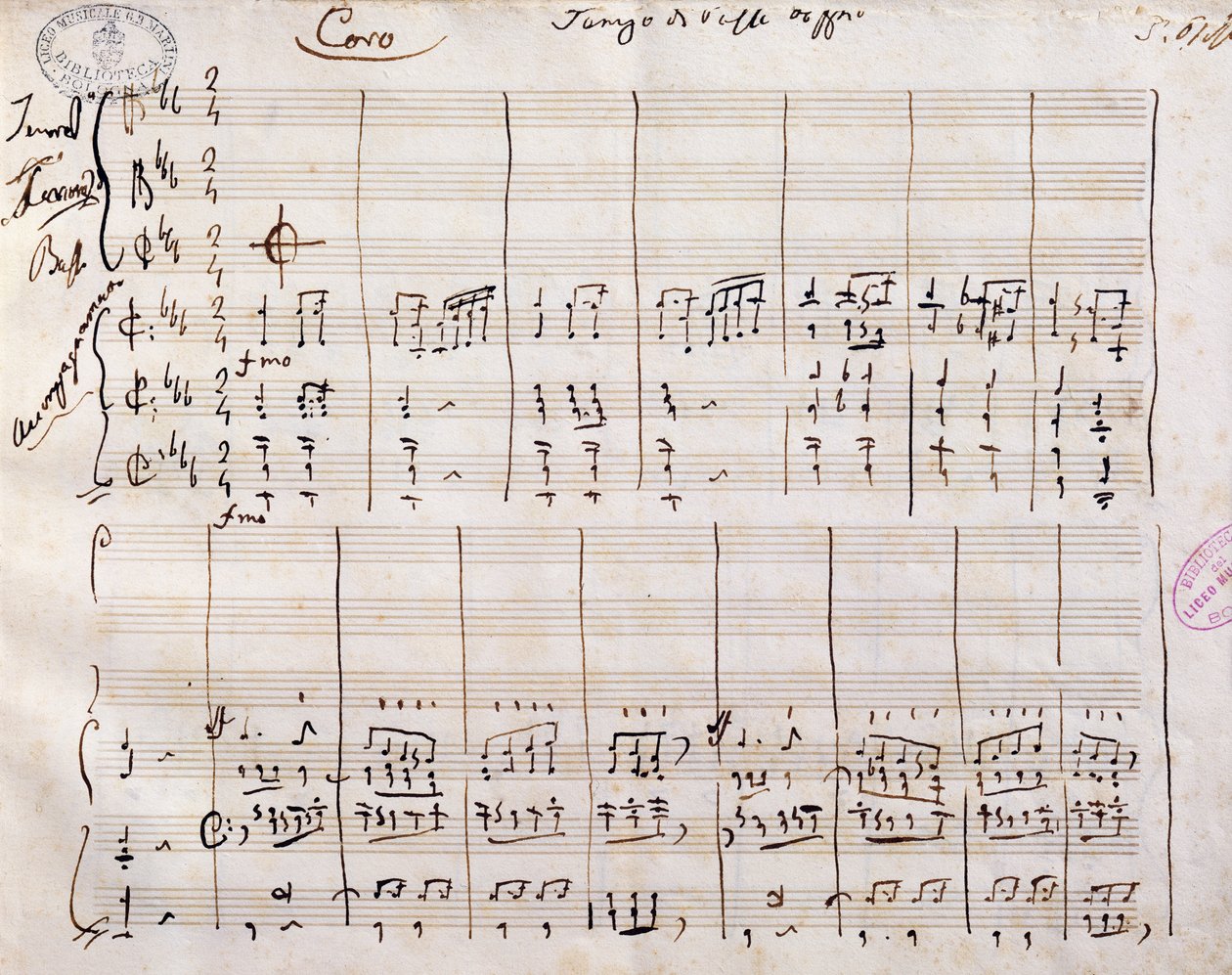 Partitura manoscritta di Gioacchino Rossini da Gioachino Rossini