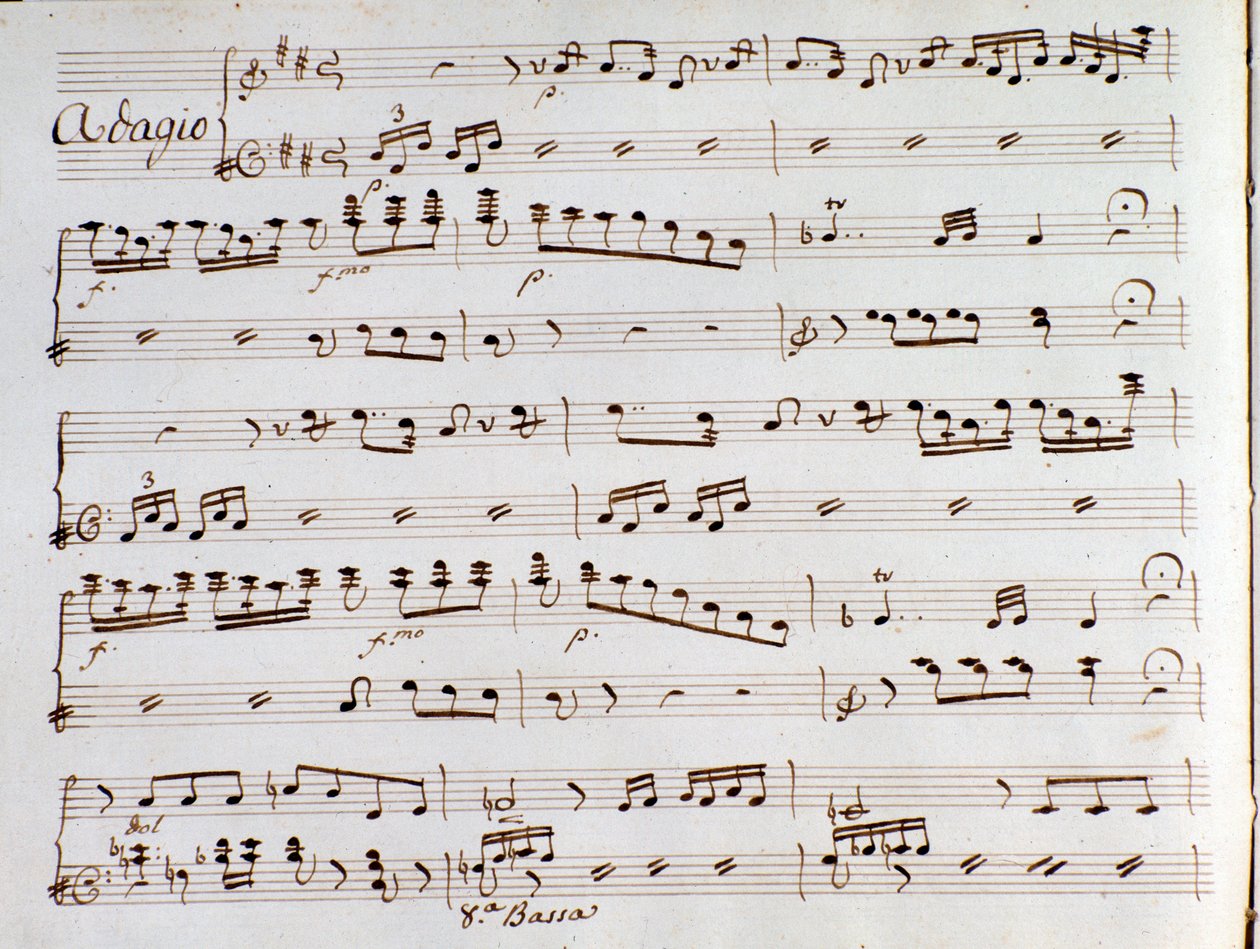 Pagina della partitura musicale della sinfonia de Il turco in Italia di Gioacchino Rossini da Gioachino Rossini