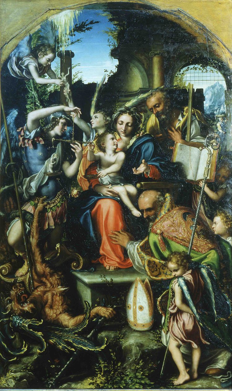 Sacra Famiglia con san Michele Arcangelo e il demonio che si disputano le anime da Giorgio Gandini