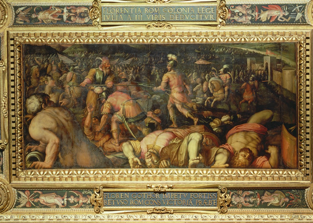 La sconfitta di Radagasio dal soffitto del Salone dei Cinquecento, 1565 da Giorgio Vasari