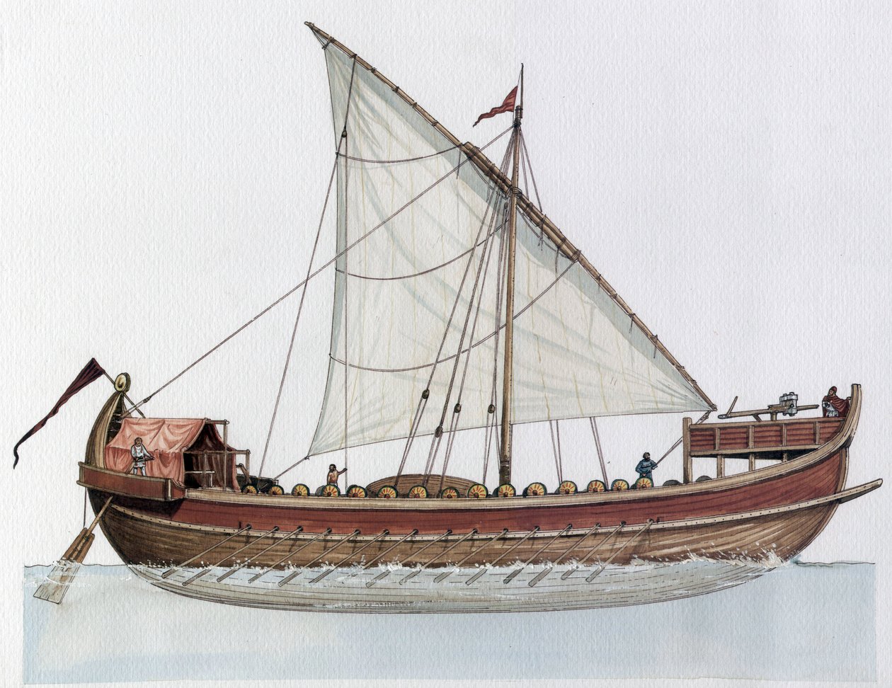 Impero bizantino: ricostruzione di un dromone, nave da guerra, IX-XI secolo. da Giorgio Albertini