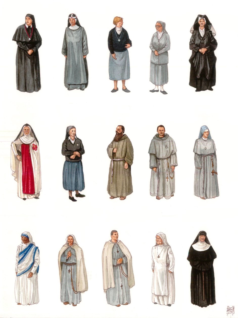 Costumi e abiti di monache e monaci nel XX secolo. da Giorgio Albertini