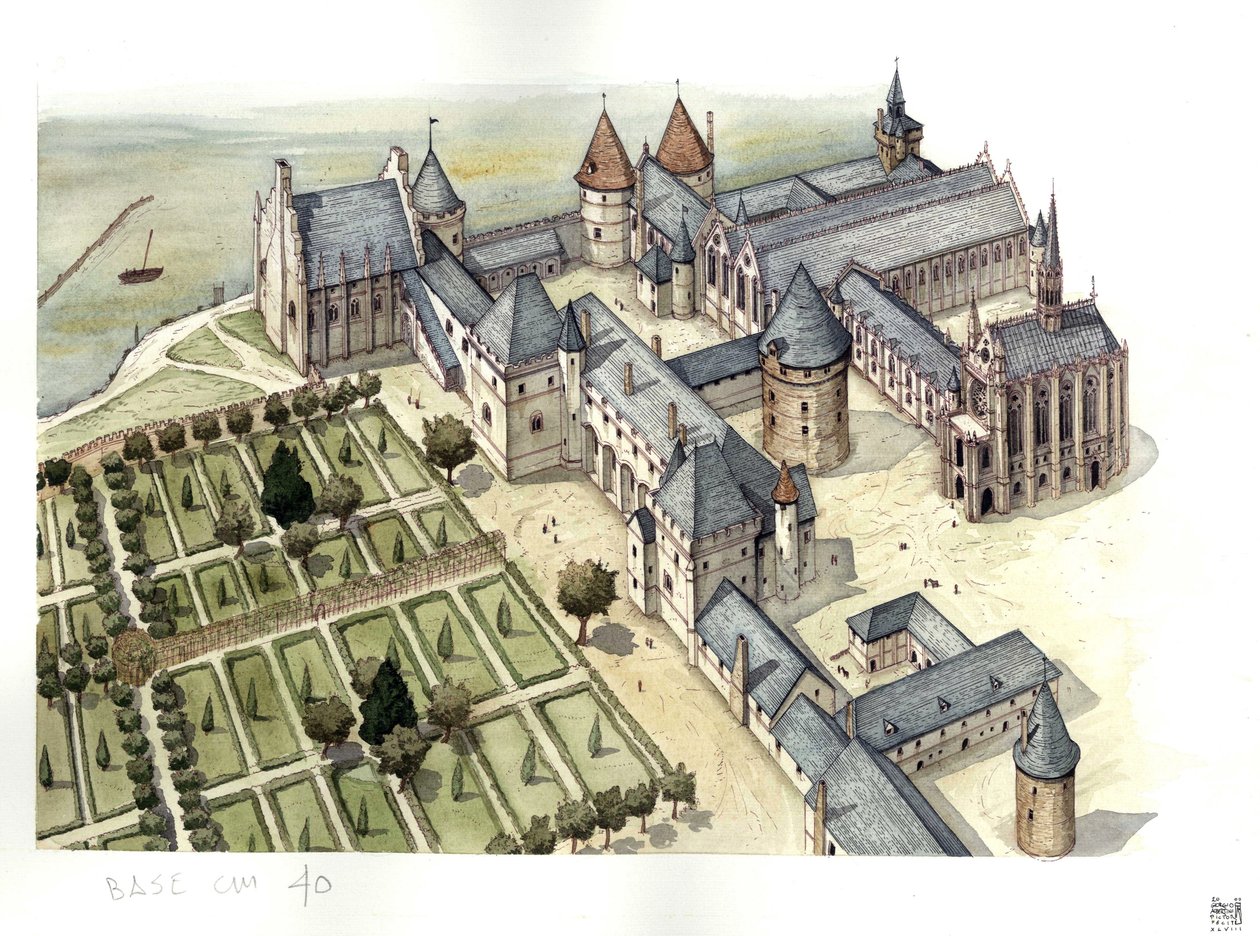 Medioevo: veduta aeriana del Palazzo della Portineria di Parigi com