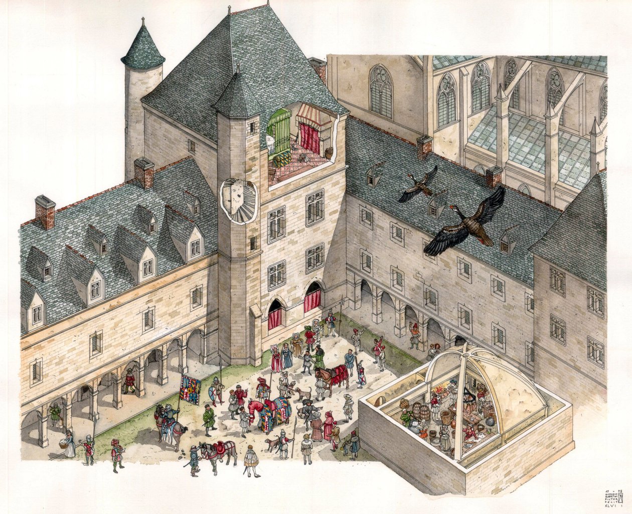 Medioevo: veduta aeriana del Palais des Dukes de Burgundy a Digione (Cote d