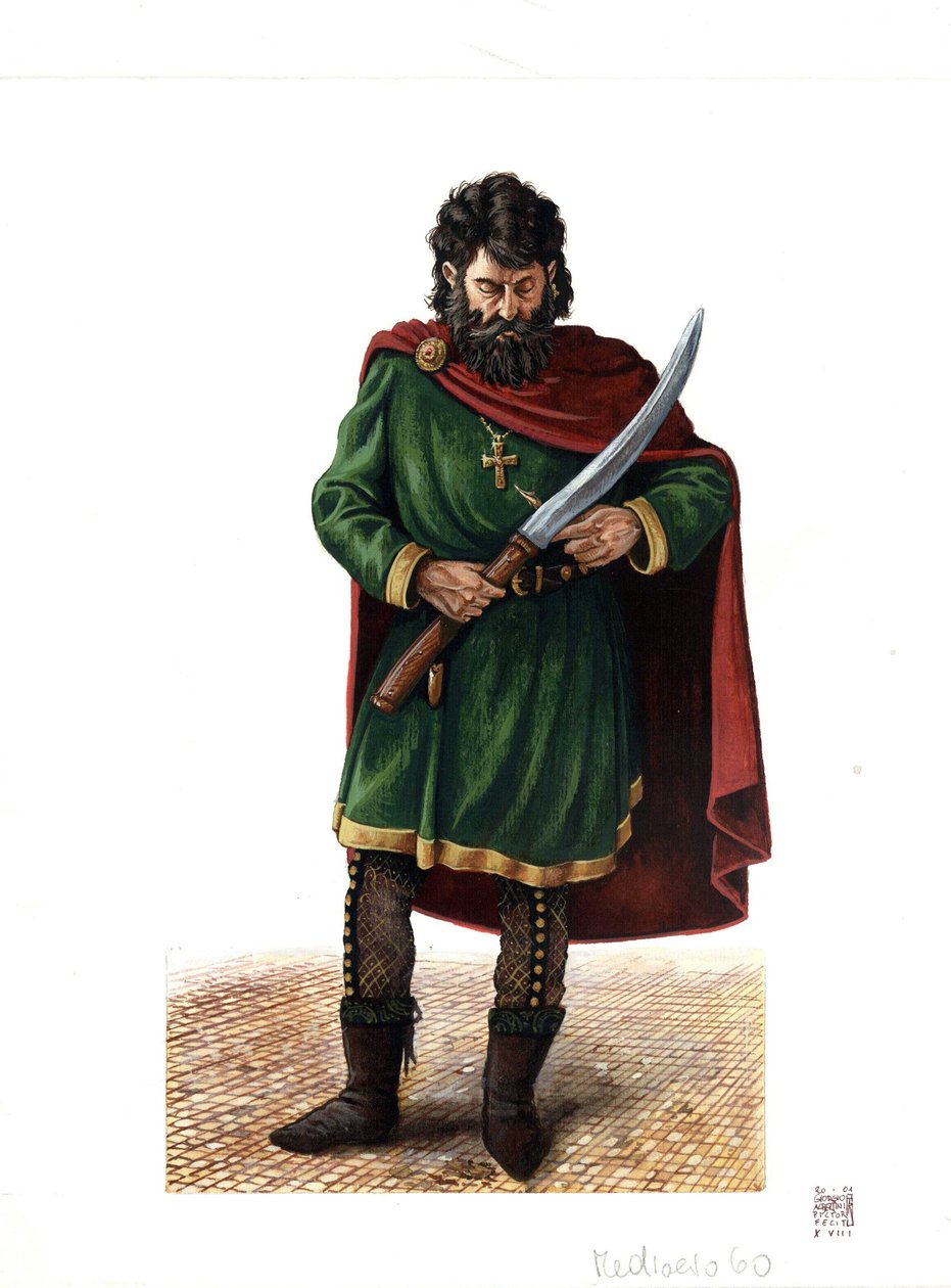 Medioevo: soldato della guardia varangiana (o guardia varegue), corpo d