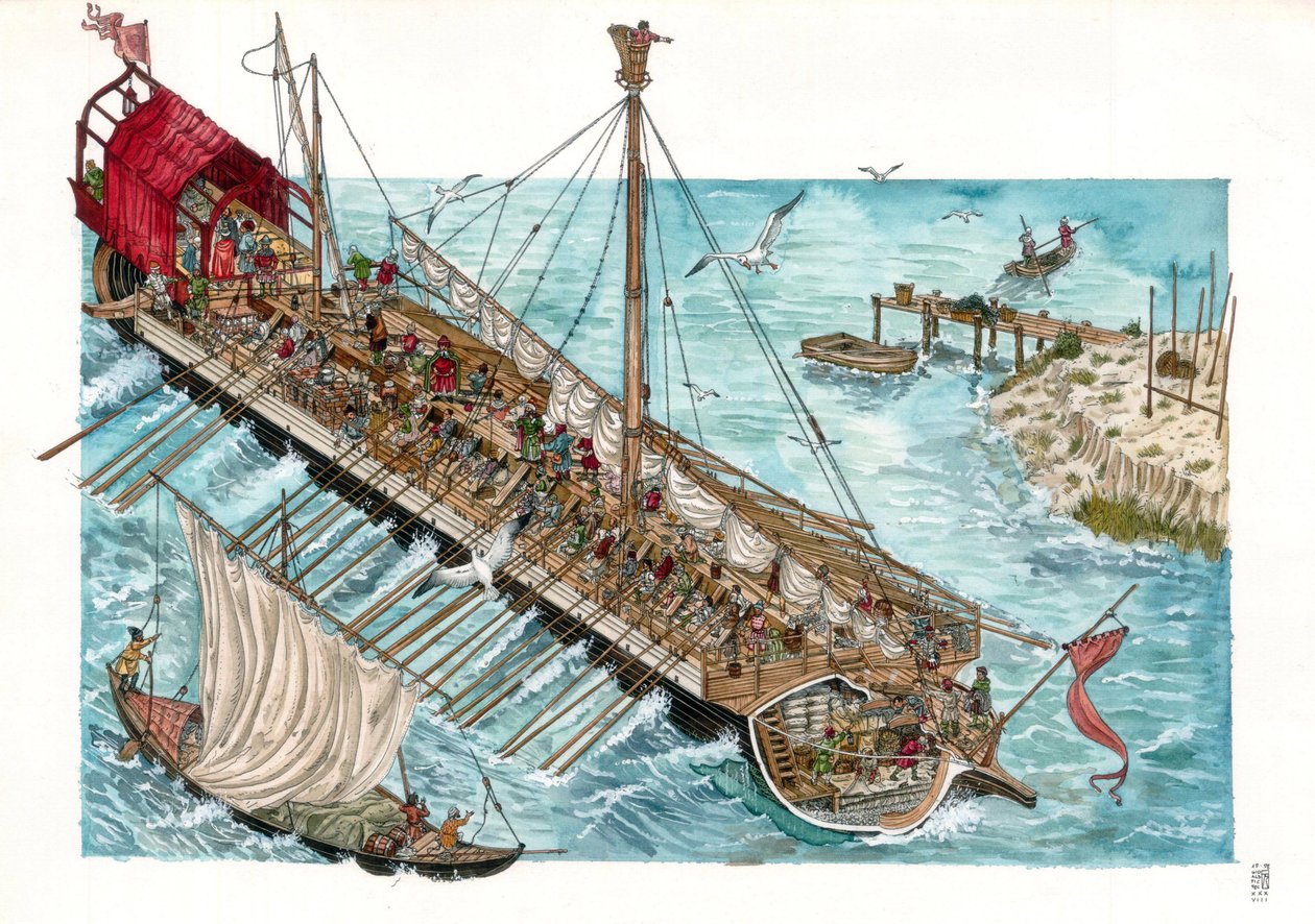 Ricostruzione di una galea veneziana del XV secolo ad opera di Giorgio Albertini. da Giorgio Albertini