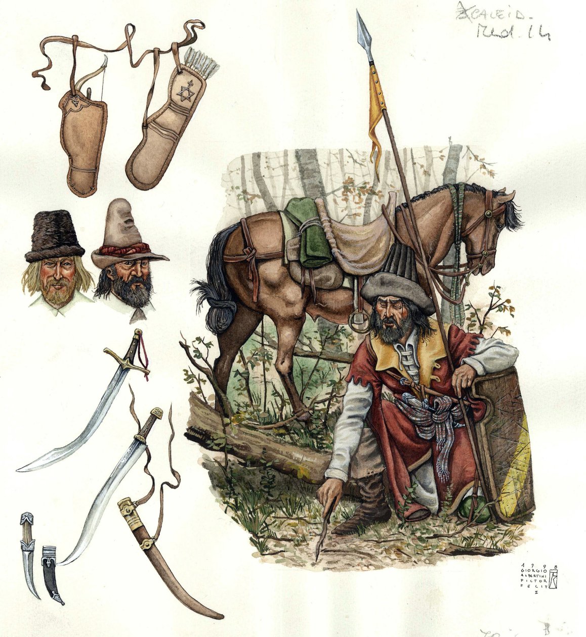 Rappresentazione di estradioti, cavalieri mercenari leggeri nel XV secolo. da Giorgio Albertini