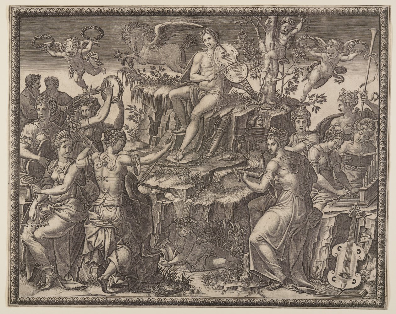 Apollo e le Muse sul Monte Parnaso da Giorgio Ghisi