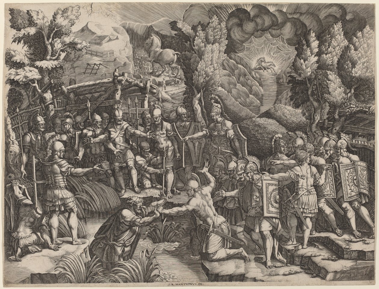 Sinone inganna i Troiani da Giorgio Ghisi after Giovanni Battista Scultori