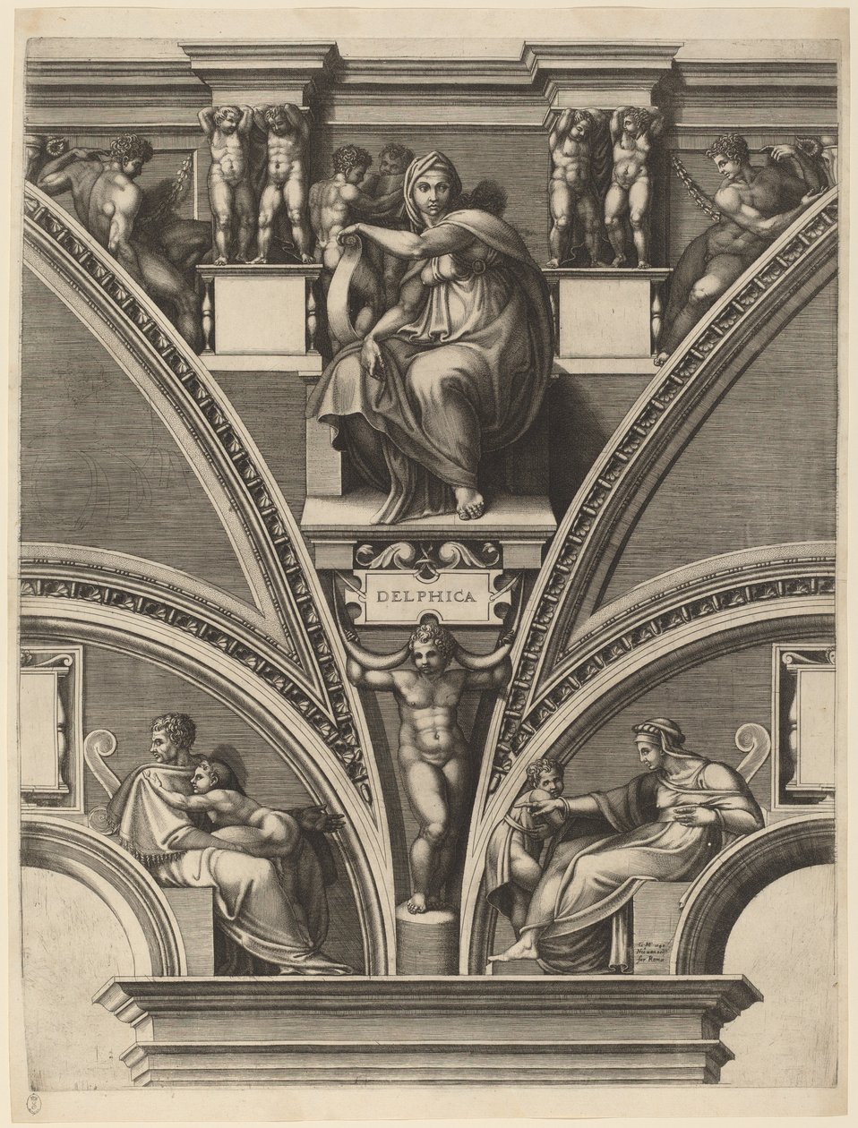 La Sibilla Delfica da Giorgio Ghisi after Michelangelo
