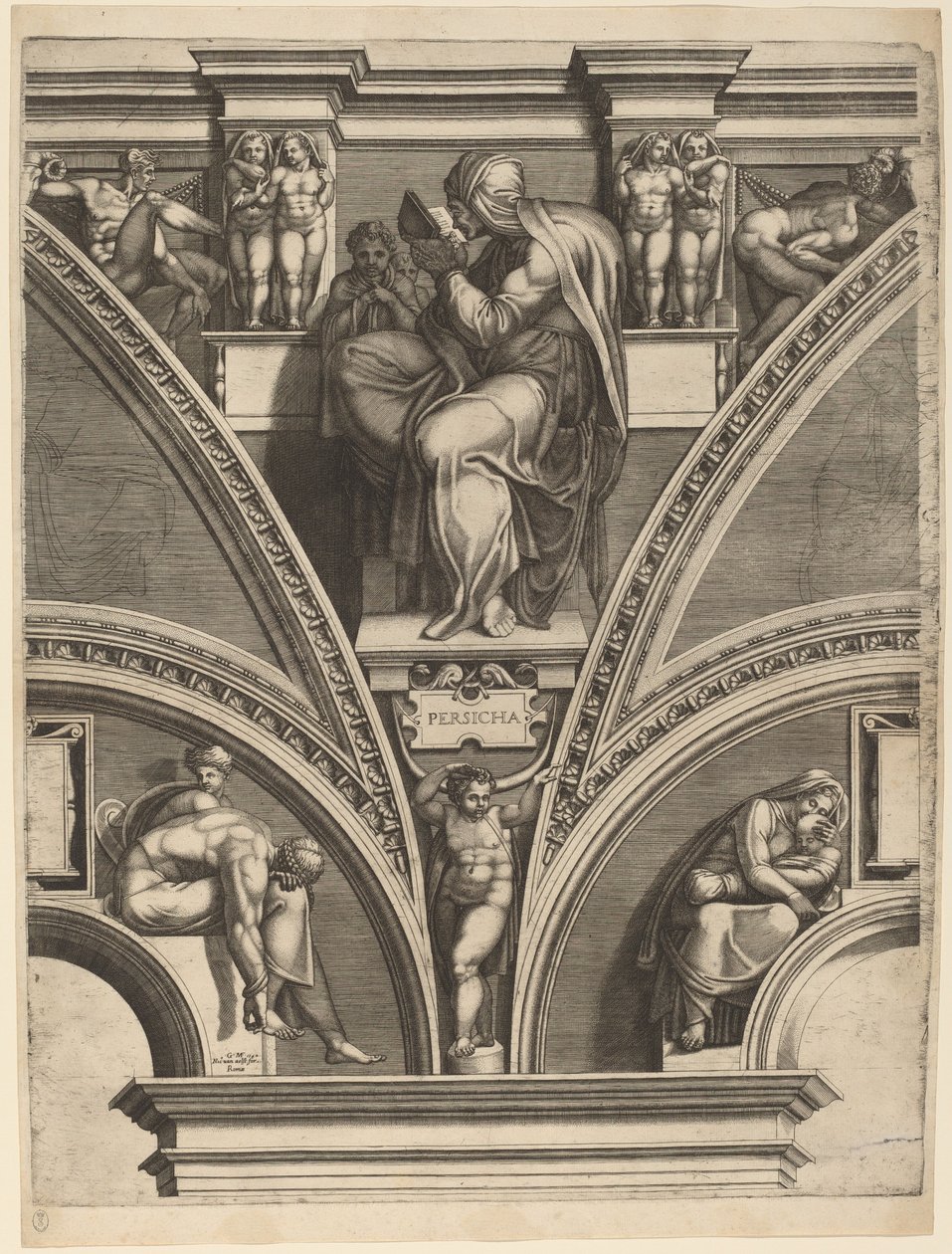 La Sibilla Persiana da Giorgio Ghisi after Michelangelo