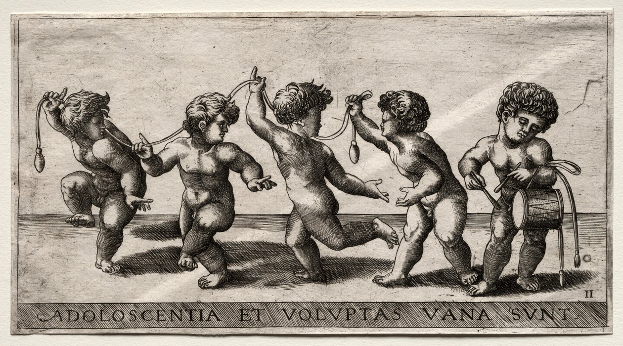 Bambini che ballano al ritmo di un tamburo, metà del XVI secolo da Giorgio Reverdino