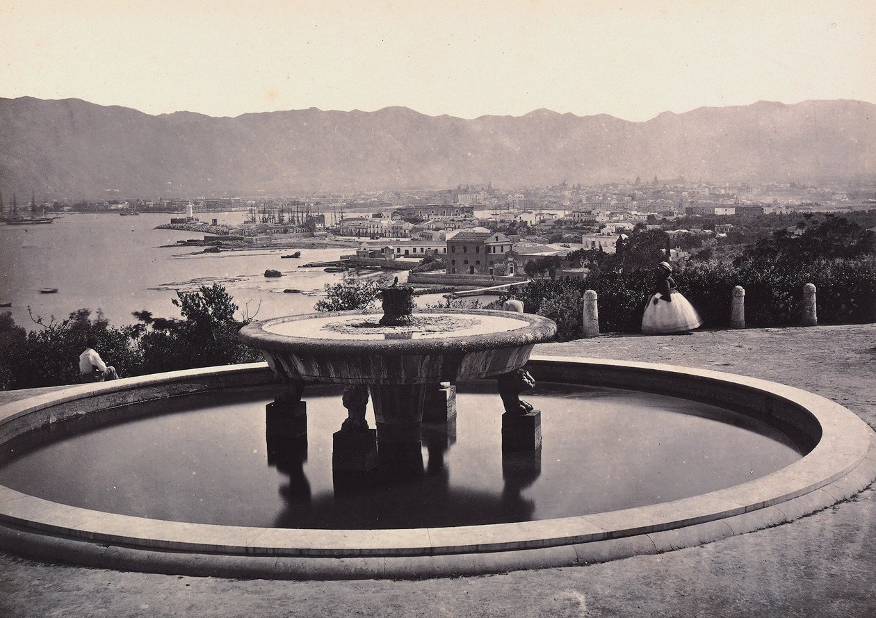 Panorama dalla Villa Belmonte con la fontana, Palermo da Giorgio Sommer