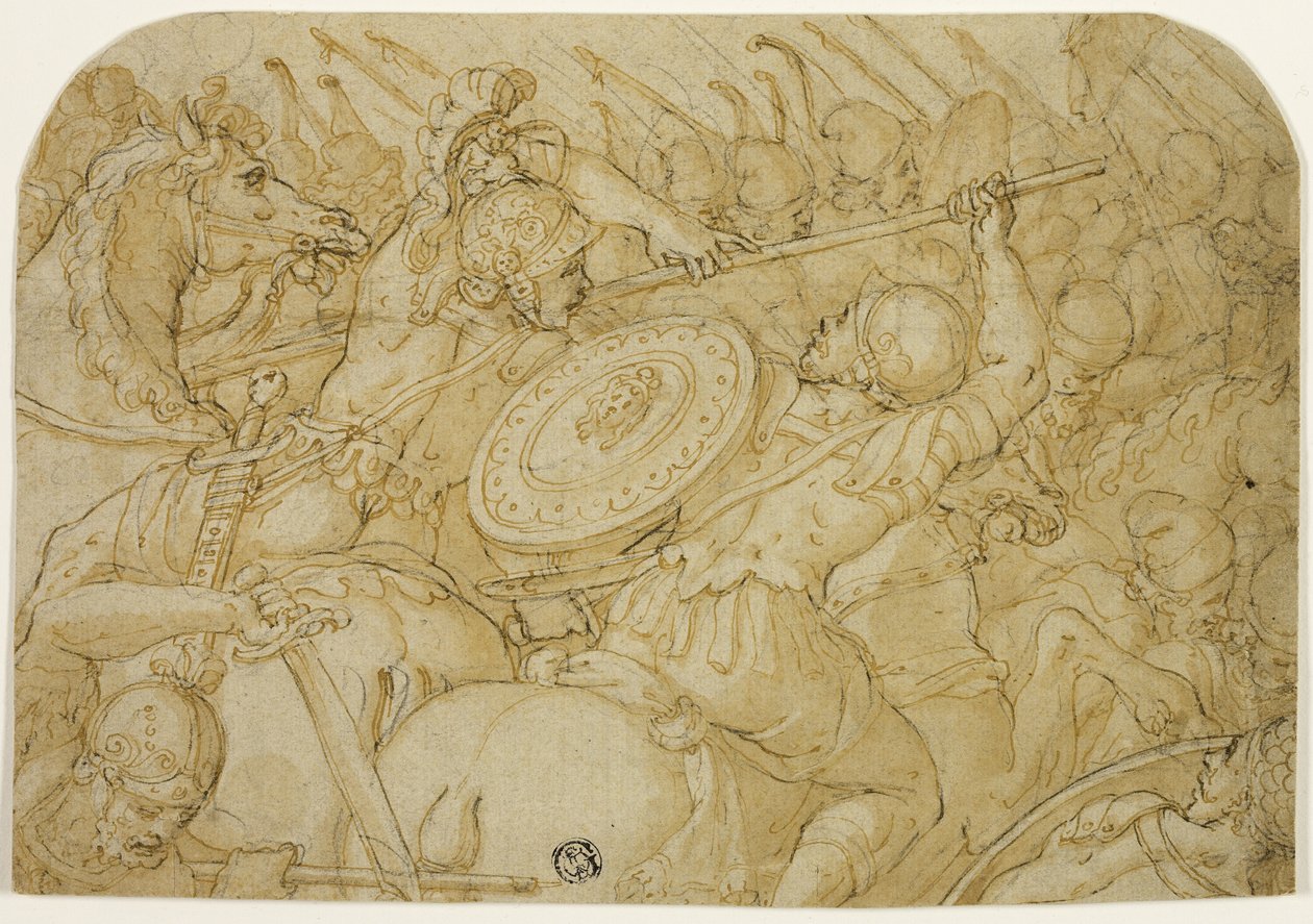 Scaramuccia di Cavalleria (recto); Schizzo Architettonico (verso) da Giorgio Vasari