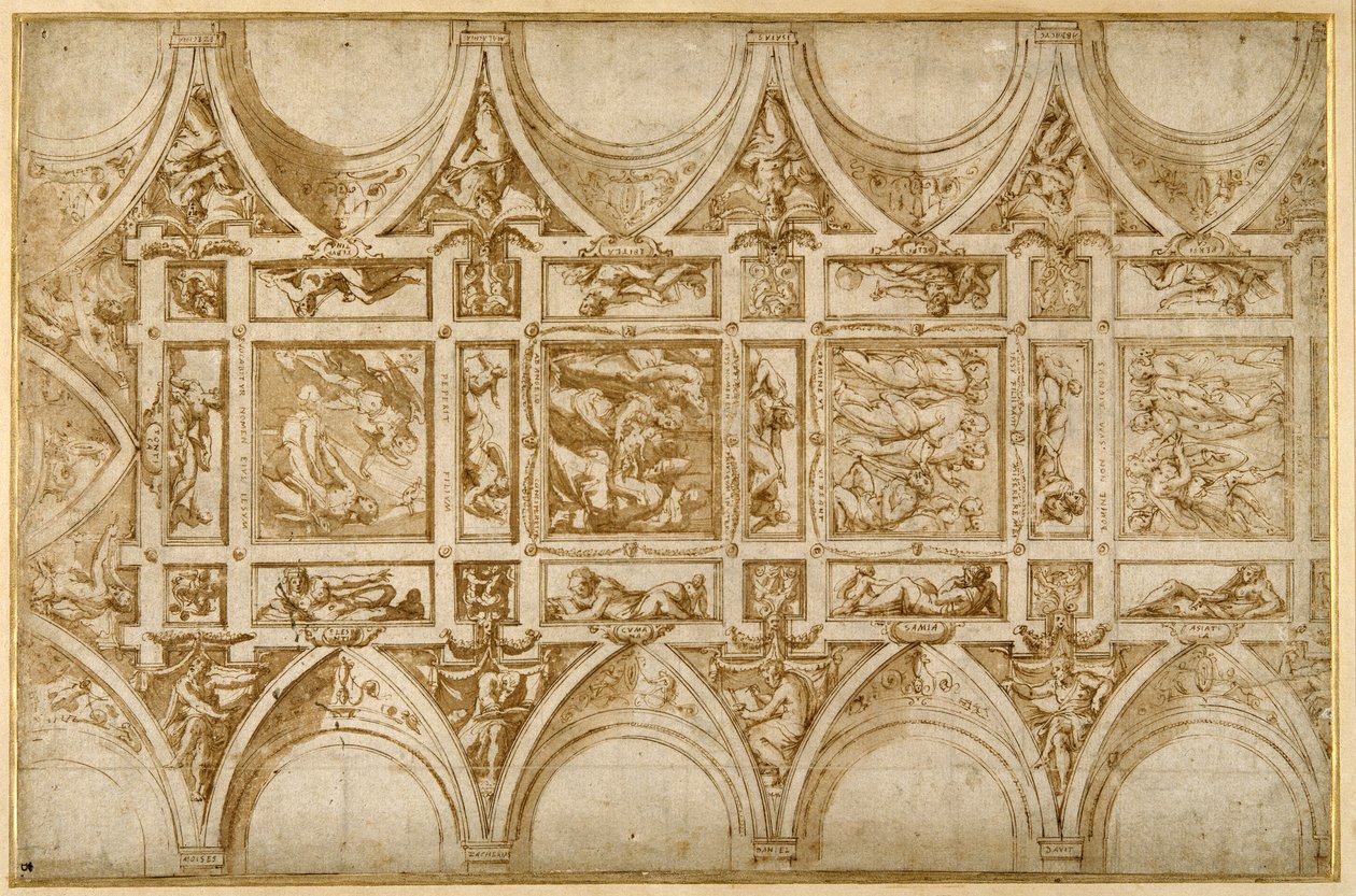 Progetto per il soffitto del refettorio del Collegio dei Gesuiti a Cortona da Giorgio Vasari