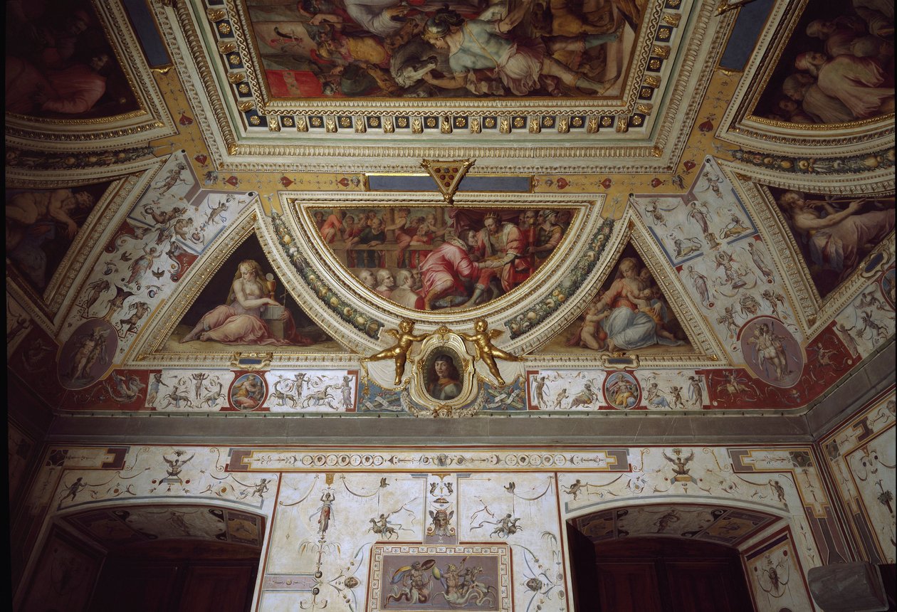 (dettaglio) della stanza di Lorenzo il Magnifico che rappresenta la sua visita a Napoli (affresco) da Giorgio Vasari