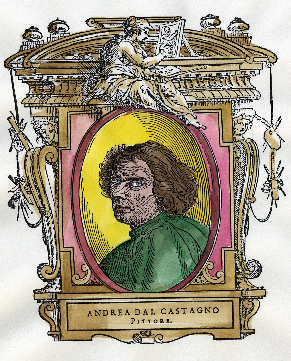 Ritratto del pittore Andrea Del Castagno da Giorgio Vasari