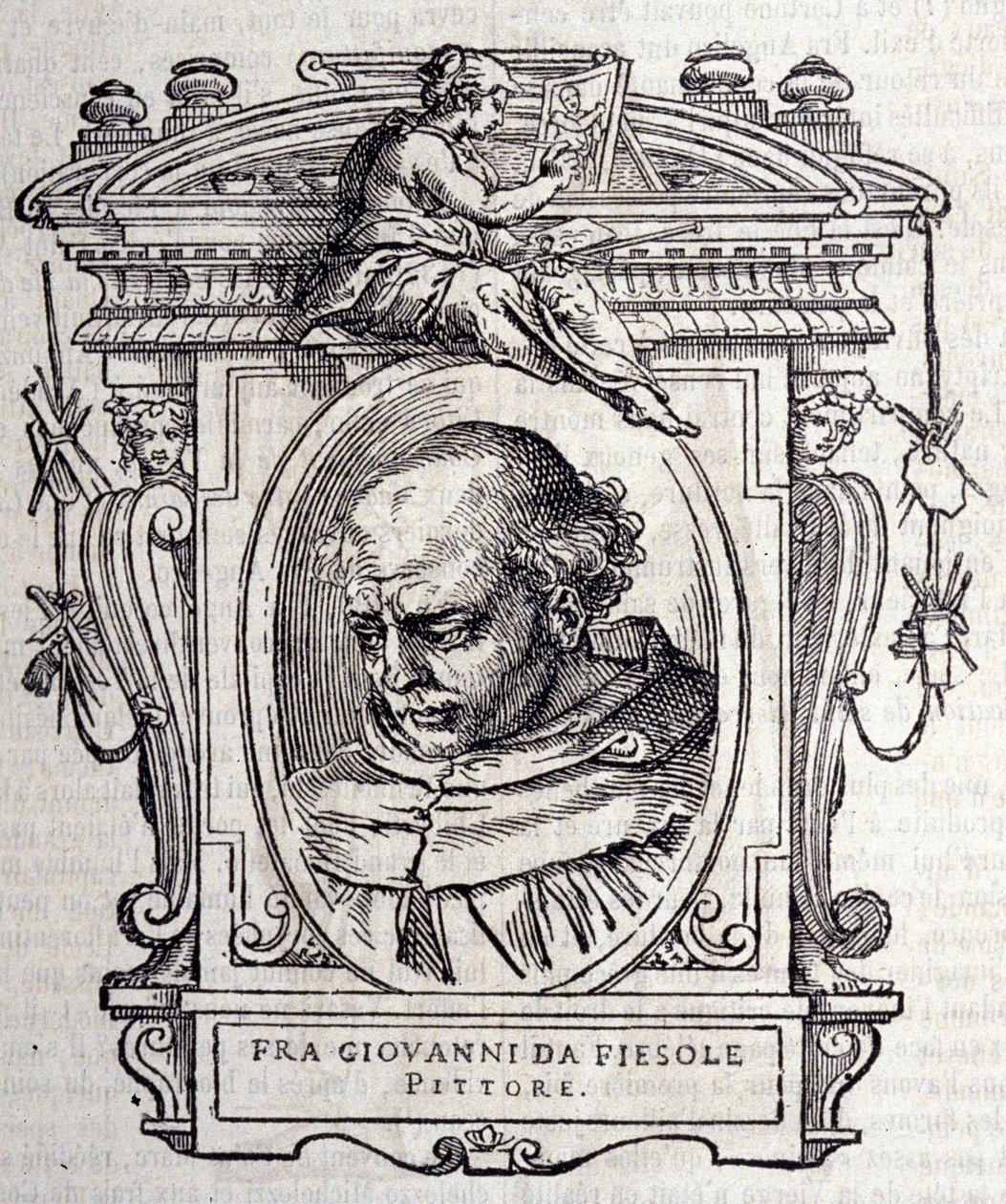 Ritratto di Beato Angelico detto Fra Angelico (Guido Di Pietro Da Mugello) 1390-1455, pittore italiano. In "Vite dei più eccellenti pittori, scultori e architetti italiani" di Giorgio Vasari 1568 da Giorgio Vasari
