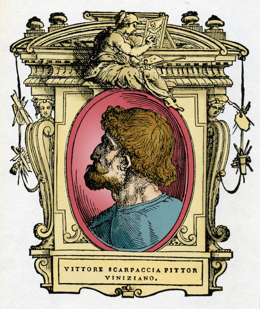 Ritratto di Vittore Carpaccio, pittore veneziano. Incisione del trattato "Le Vite de