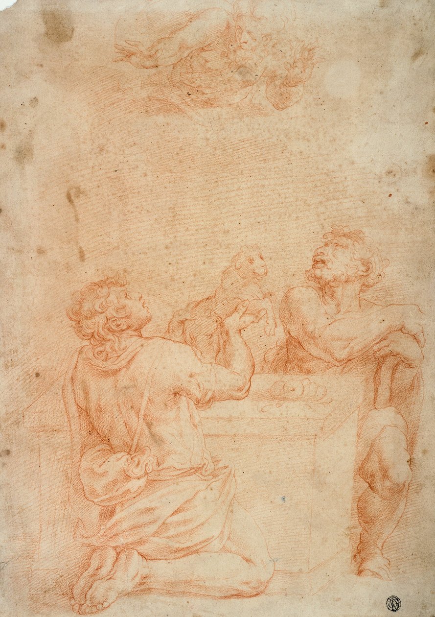 Sacrificio di Caino e Abele, con Dio Padre sopra da Giorgio Vasari