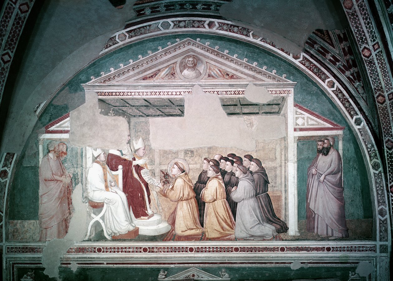 Papa Innocenzo III approva la regola di San Francesco, dalla Cappella Bardi, c.1320 da Giotto di Bondone