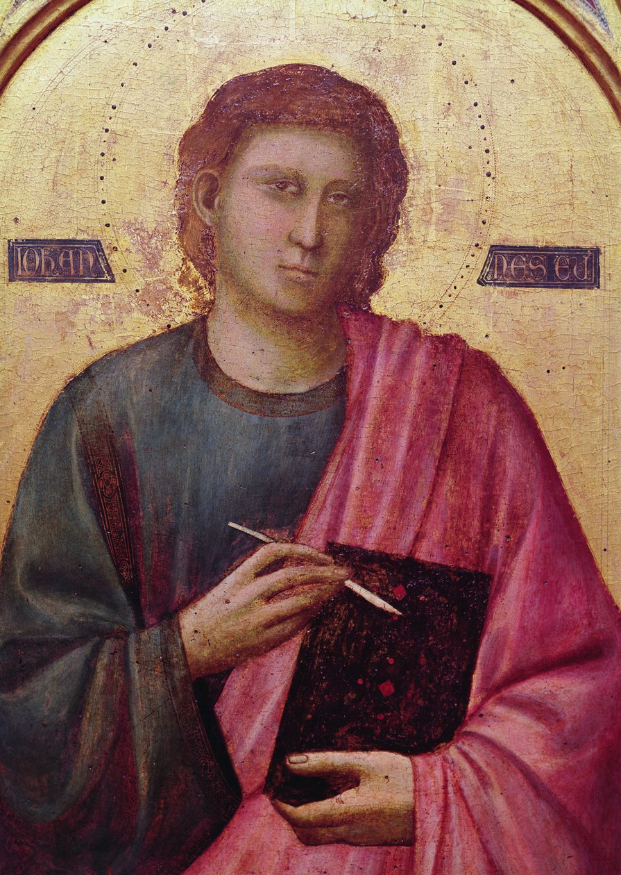 St. Johannes der Evangelist, linkes Panel des Badia-Altarbildes, ca. 1301 (Detail) von Giotto di Bondone