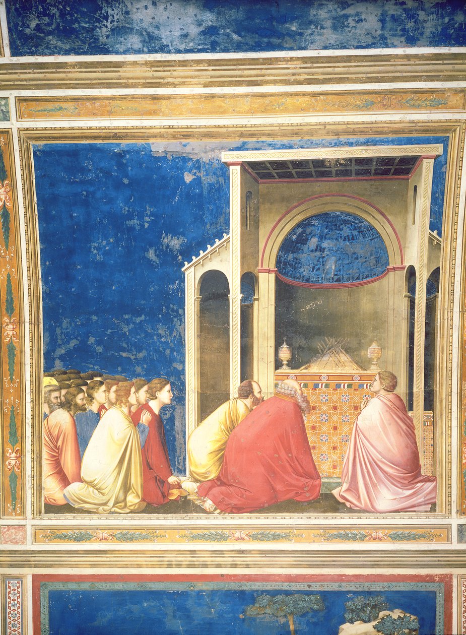 I pretendenti della Vergine che pregano davanti alle verghe nel Tempio, c.1305 (dettaglio) da Giotto di Bondone