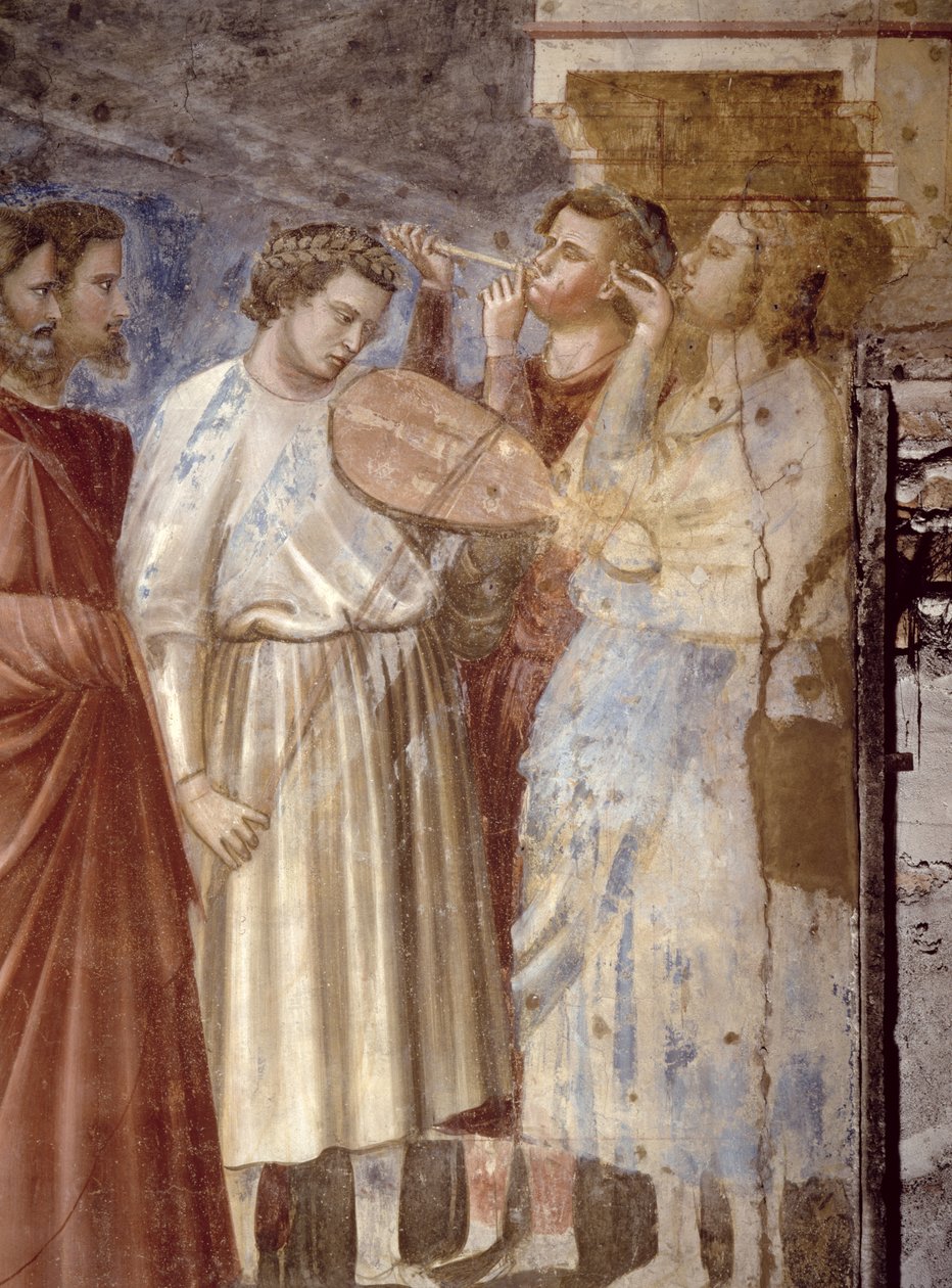 Il corteo nuziale della Vergine (dettaglio dei musicisti, c.1305) da Giotto di Bondone
