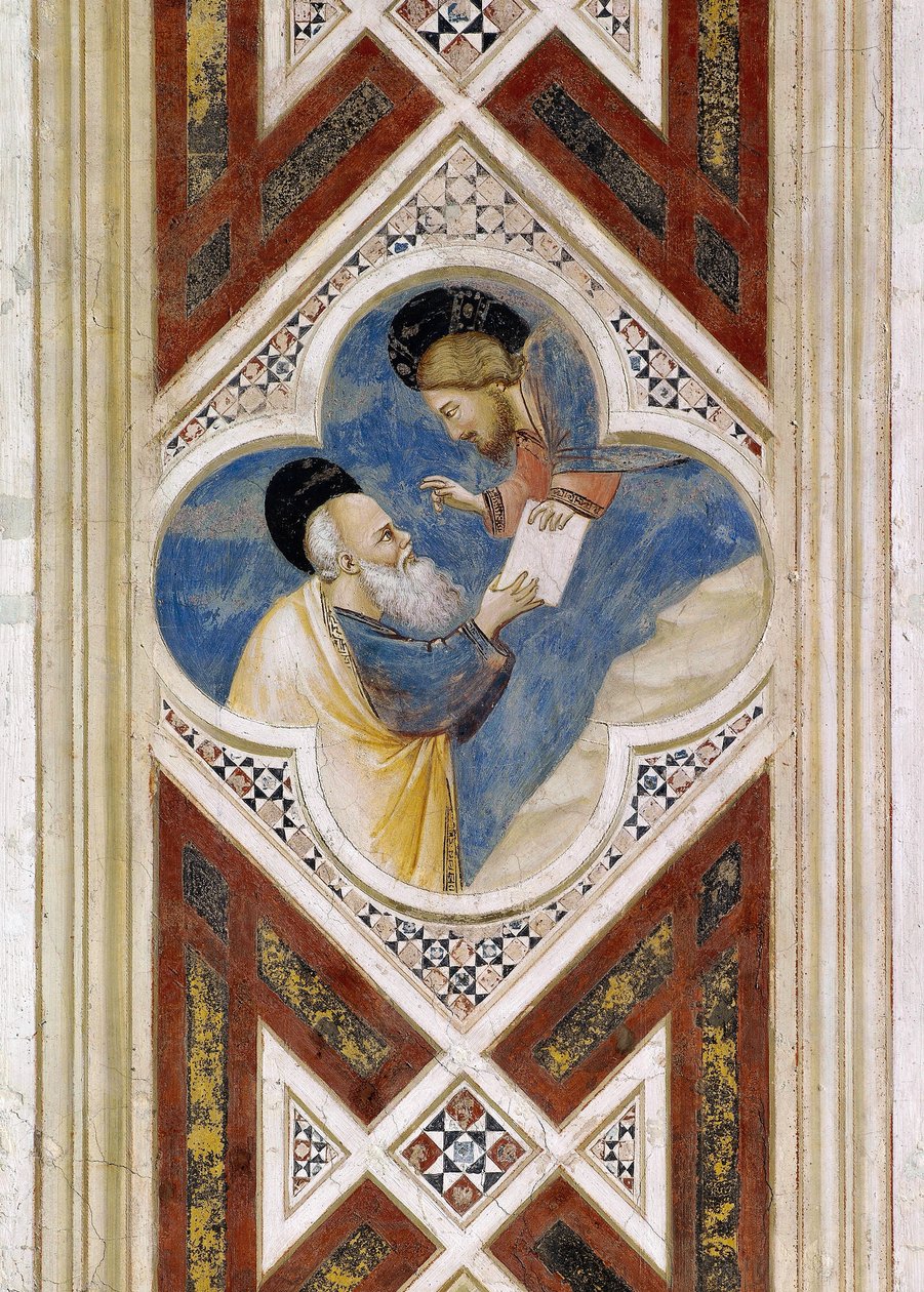 Dio comanda a Ezechiele di mangiare il rotolo e poi riferire il suo contenuto al popolo di Israele (dettaglio) da Giotto (c.1266 1337)