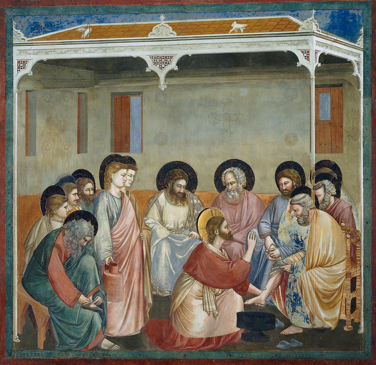 Lavanda dei piedi, dettaglio dalla Vita e Passione di Cristo, di Giotto da Giotto (c.1266 1337)
