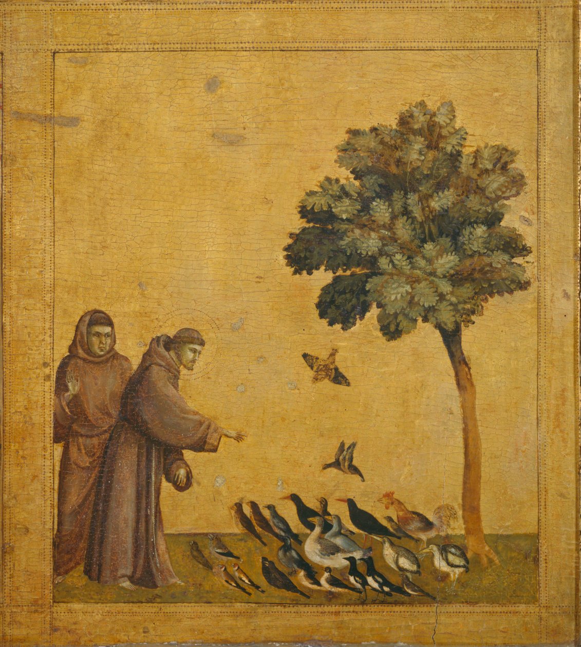 Saint Francois prechant aux oiseaux - San Francesco che predica agli uccelli ... da Giotto di Bondone (style of)