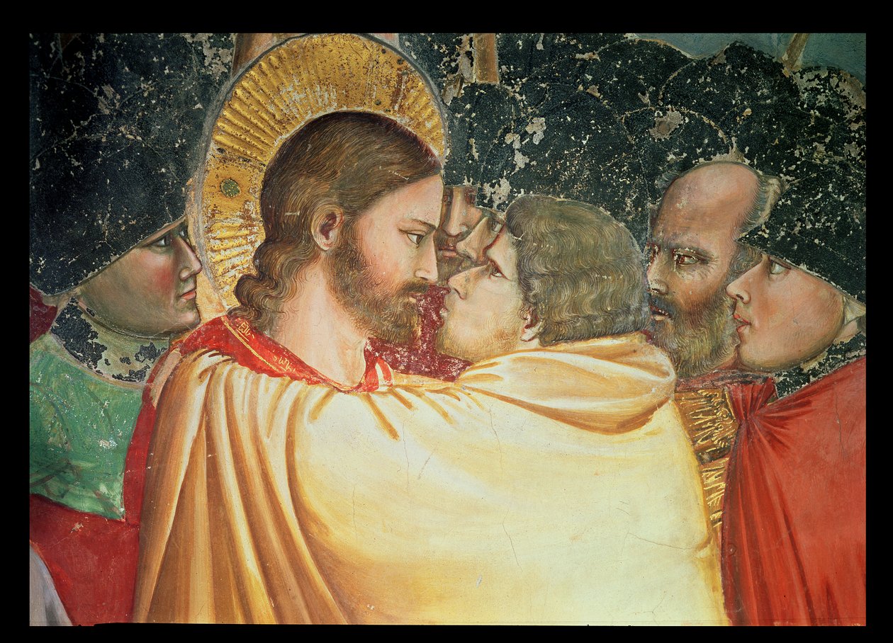 Il tradimento di Cristo, (dettaglio) del bacio, c.1305 da Giotto di Bondone