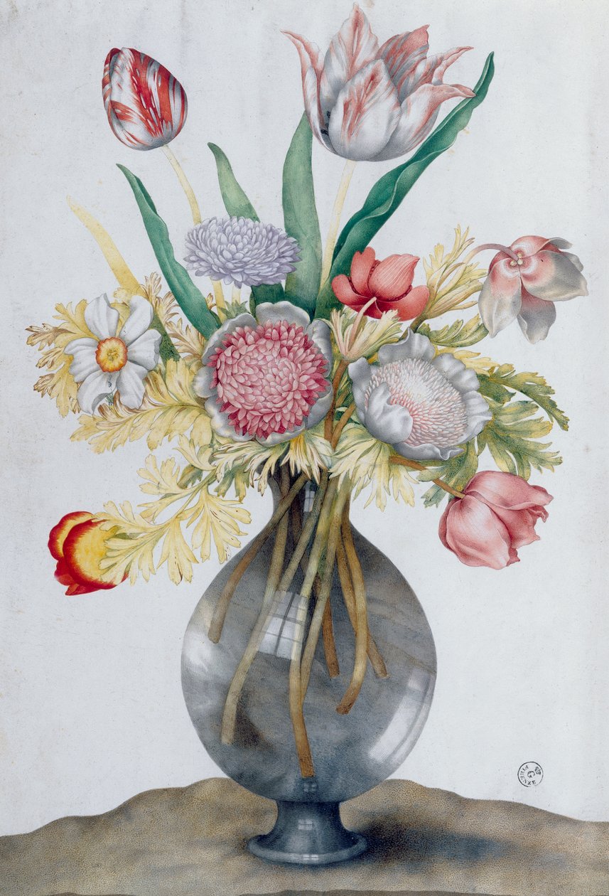 Vaso di vetro con un mazzo di fiori da Giovanna Garzoni