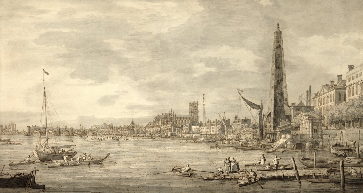 Il Tamigi verso Westminster da vicino York Water Gate da Giovanni Antonio Canal