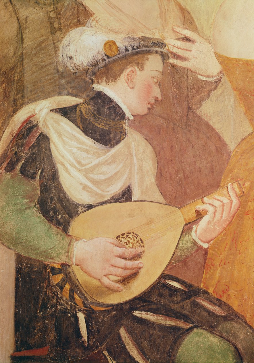 Invito alla danza, dettaglio di un musicista, 1570 da Giovanni Antonio Fasolo