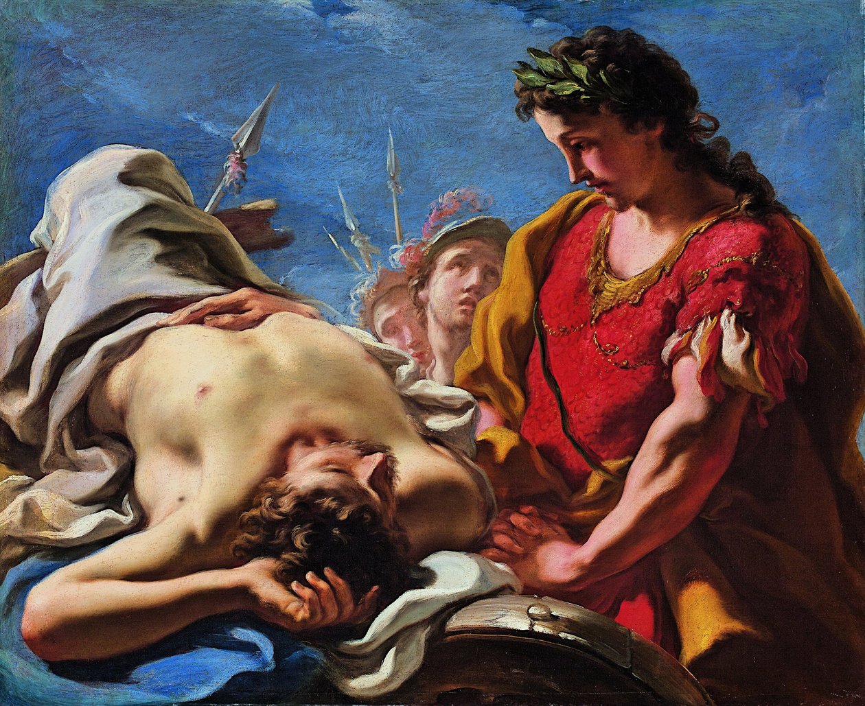 Alessandro al cadavere di Dario morto da Giovanni Antonio Pellegrini