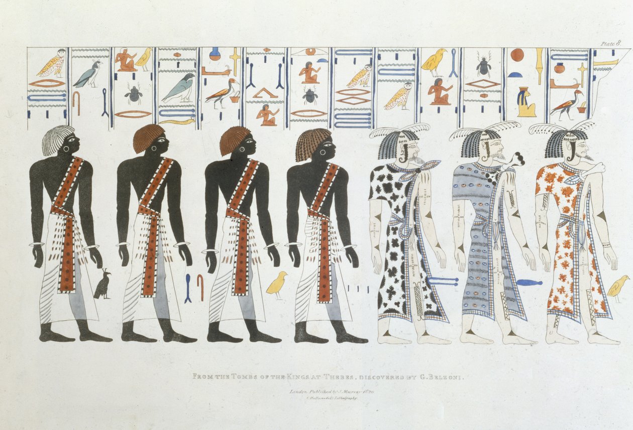 Illustrazioni di geroglifici dalle tombe dei re a Tebe, scoperte da G. Belzoni, tavola 8 da Plates Illustrative of the Researches in Egypt and Nubia, inciso da Charles Hullmandel da Giovanni Battista Belzoni