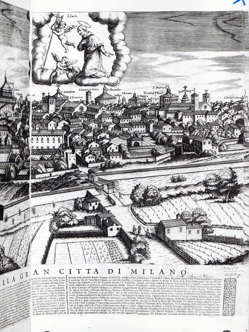 Sezione di una mappa di Milano, 1640 da Giovanni Battista Bonacina