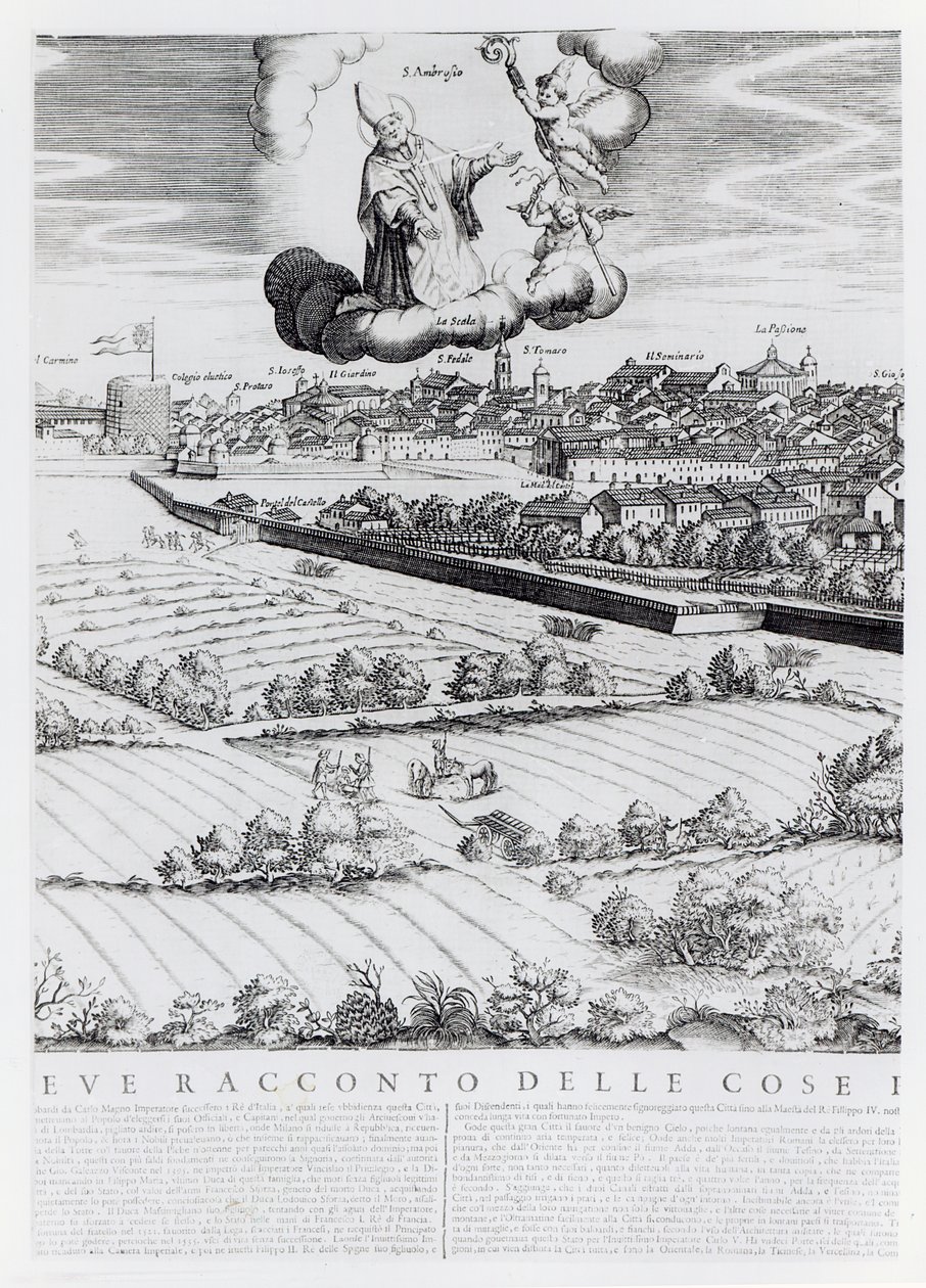 Sezione di una mappa di Milano, 1640 da Giovanni Battista Bonacina