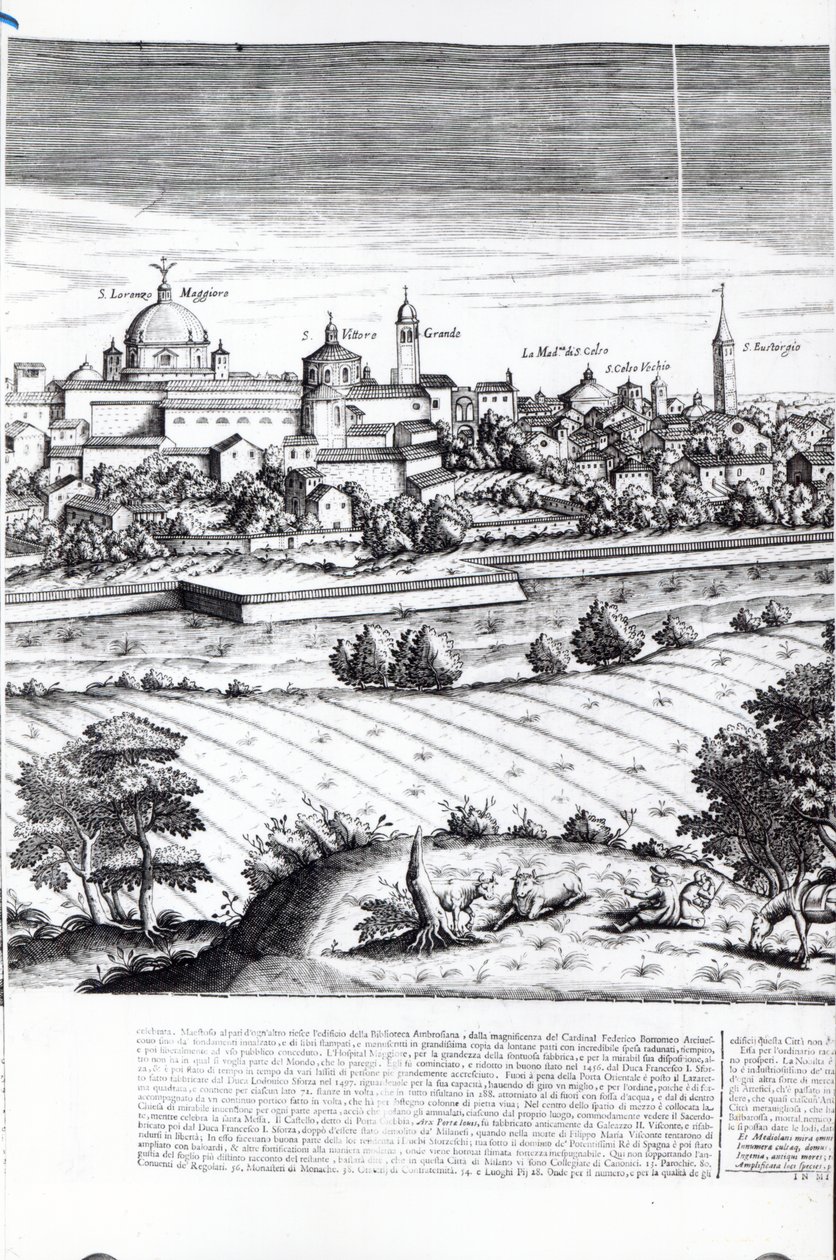 Una sezione di una mappa di Milano, 1640 da Giovanni Battista Bonacina