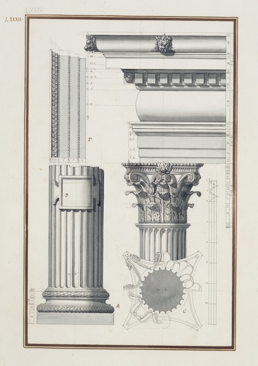 Dettagli di un ordine composito, c.1750 da Giovanni Battista Borra