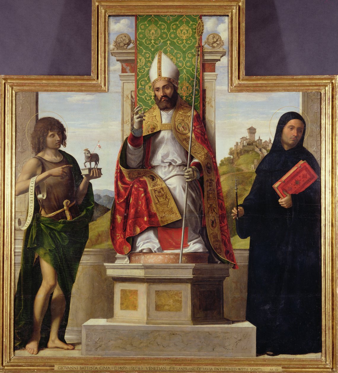San Lanfranco di Pavia in trono tra San Giovanni Battista e San Liberio, c.1515-16 da Giovanni Battista Cima da Conegliano