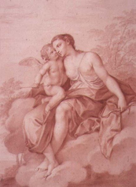 Venere reclinata su una nuvola, abbracciando Cupido da Giovanni Battista Cipriani