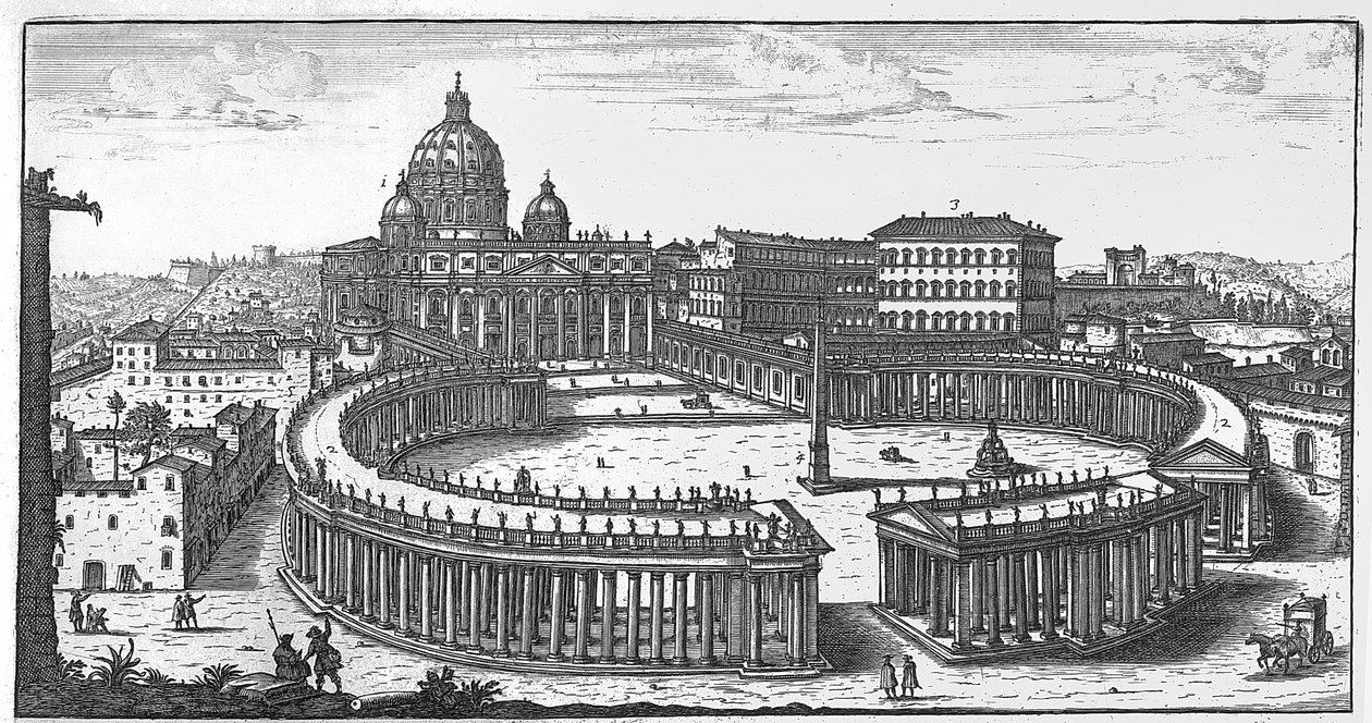 Piano originale di Bernini per Piazza San Pietro, Roma da Giovanni Battista Falda
