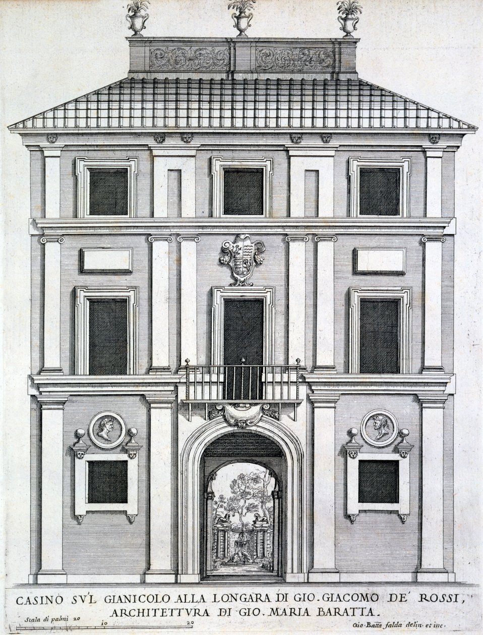 Casino del giardino appartenente a Giacomo de Rossi sul Gianicolo alla Longara, da 